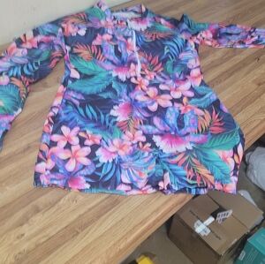 Vibrant Floral Long Sleeve Swim Snorkling Suit Ladies Xl